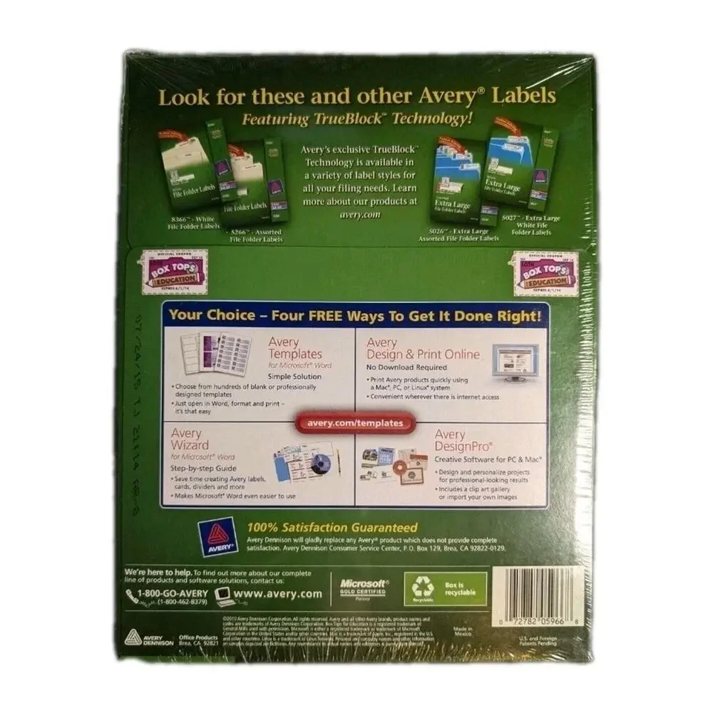 Avery Yellow File Folder Labels TrueBlock Inkjet Laser 1500 Per Box 5766 Sealed!